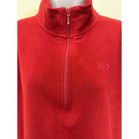 GAP Mens XXL Pullover Red 1/4 Zip Fleece Long Sleeve Jacket Sweater big warm - Picture 4 of 4